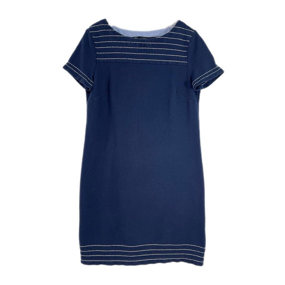 Brooks Brothers Size Medium Womans Navy Blue Sheath Dress 100% Cotton Career